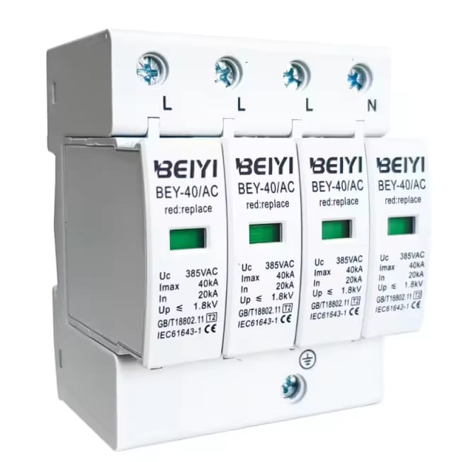 BEIYI 4P – 40kA AC Surge Protective Device (SPD) | 4-Pole Lightning Protector | Best SPD in Bangladesh